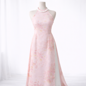 ÁO DÀI CỔ YẾM HỒNG