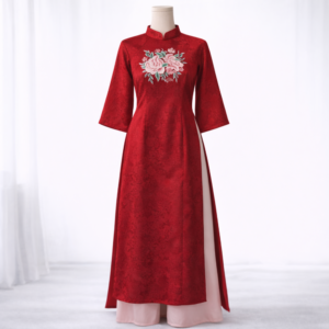 ÁO DÀI THÊU HOA-KEM